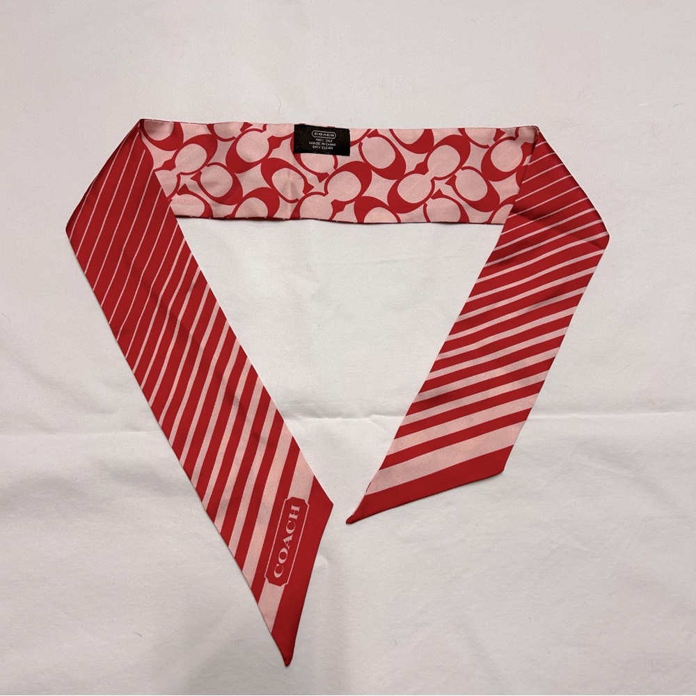 Coach Signature Print Silk Skinny Scarf